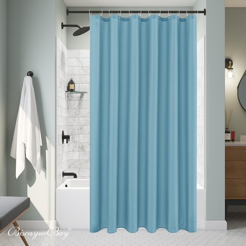 Hotel Quality Extra Long Fabric Shower Liners 72" Width by 84" Length, Blue W...