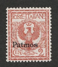 1912 Italy - Aegean Islands - Patmos Sc# 1 - 2¢, Coat of Arms - MH Cv$8.00