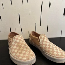 Pink and White Checkered Vans Slip Ons
