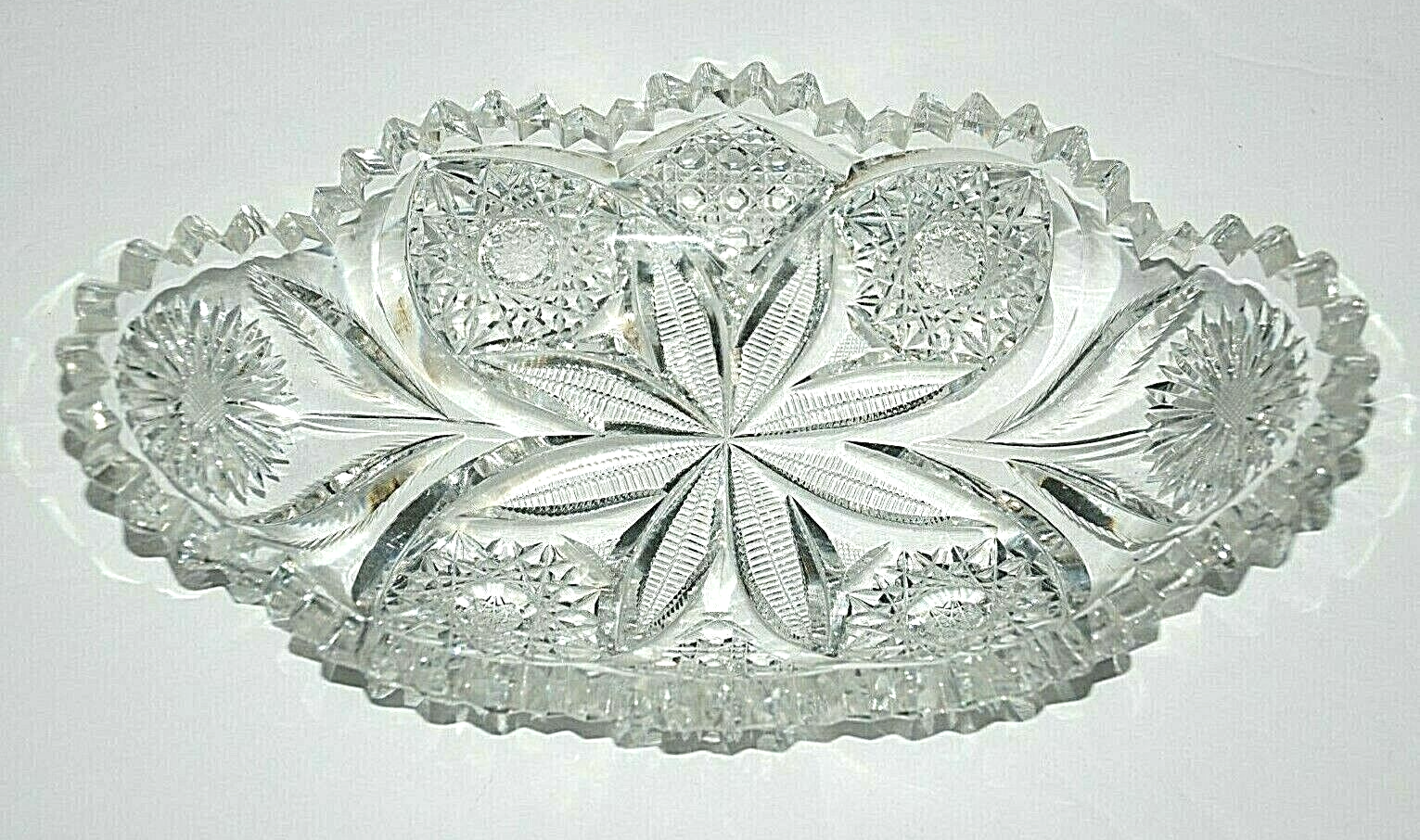 Antique ABP Cut Crystal Serving Dish for Candy Nuts Snacks American Brilliant Period