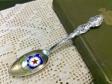 Antique Sterling Silver .925 Souvenir Spoon - Oklahoma The New Star Enamel