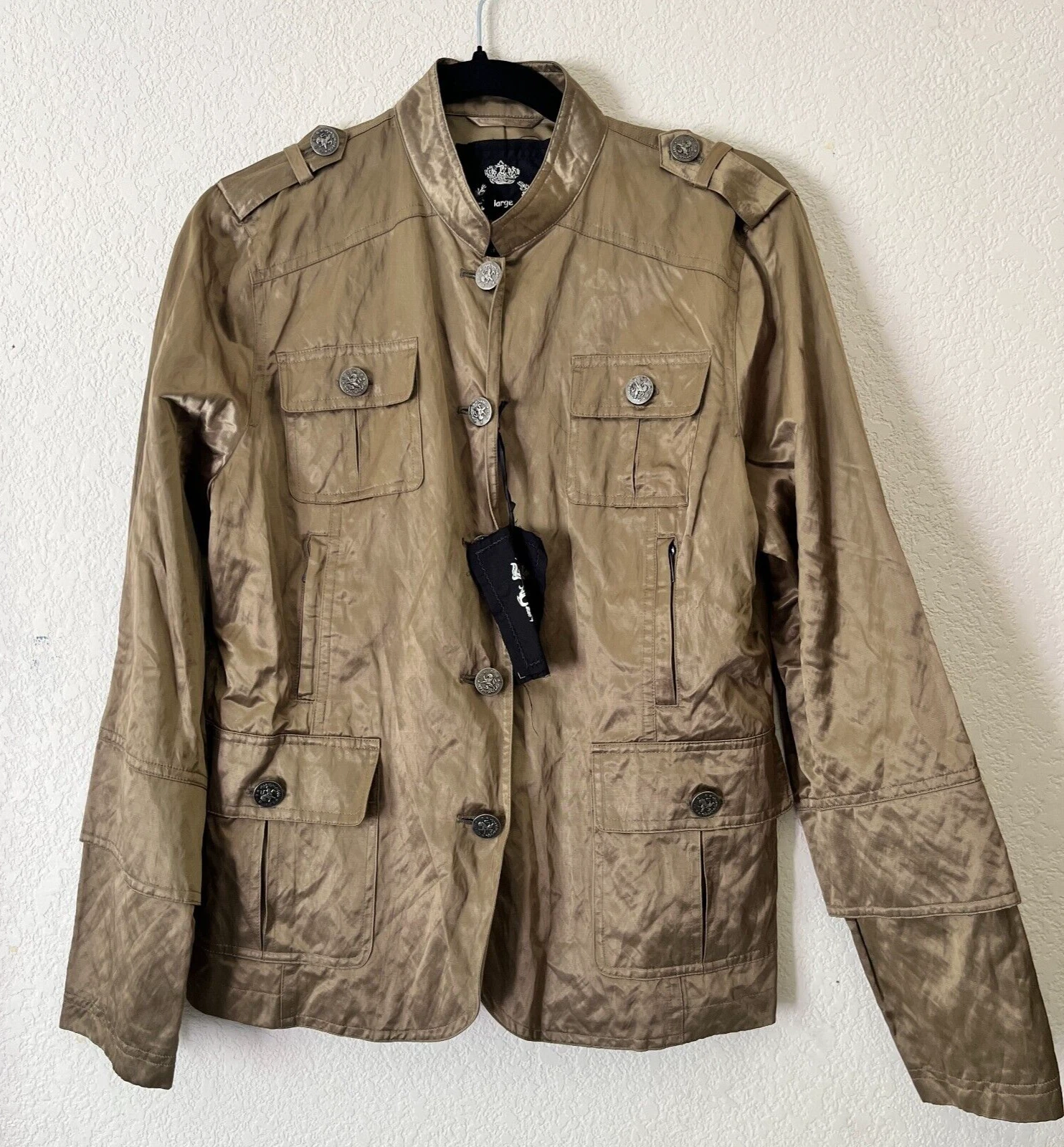 Cino Womens Jacket Large Brown Button Front Pockets Outdoor Lightweight