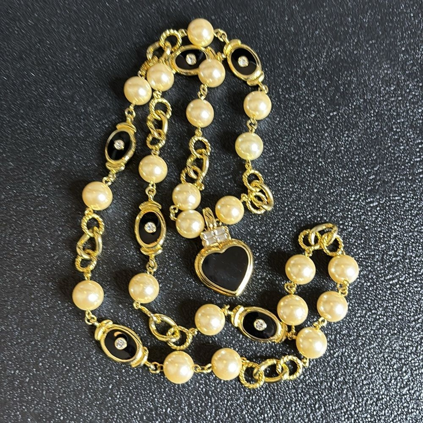 Kenneth Jay Lane KJL Vintage Pearl Long Chain Ena… - image 9