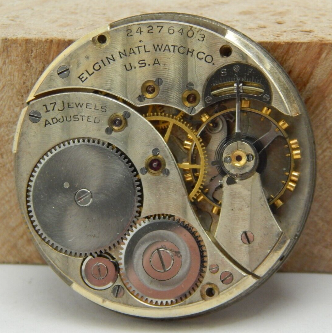 Vintage 1921 Elgin 384 12 size 17 jewel adjusted hunting pocket