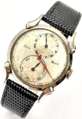 Rare Vintage Felca Regulator Men's Watch Swiss Silver Tone Retro Wristwatch