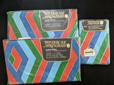 Springmaid Wondercale Chevron Doppelt Bettwäsche-Set Fitted Flat Kissenbezug Neu