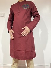 Indian Ethnic Cotton Sherwani Pakistani Traditional Kurta Pajama Men Tunic 42 XL