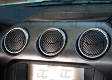 2015-2022 Mustang Black Carbon Fiber Interior Ac Vent Accent Decal Cover Kit