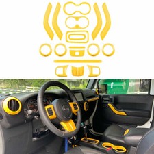 18x Full Set Interior Decoration Trim Kit For Jeep Wrangler Jk Jku 11-18 Yellow