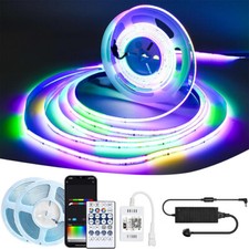 10m/roll WIFI COB RGB+IC LED Strip Lights Color Changing Lights Music Sync Alexa
