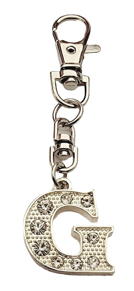 Vintage G Rhinestone Keychain Silvertone Metal Letter G Keyring Purse Clip G G G Vintage G Rhinestone Keychain Silvertone Metal Letter G Keyring Purse Clip G G G