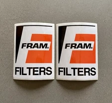 Fram Logo Oil-Air-Gas Filters Set Of 2 Racing Decals Stickers