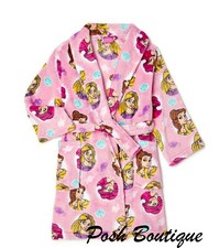 Disney Princess Robe Girls 4 5 6 7 8 10 Bathrobe Pajamas Cover Up Rapunzel Belle