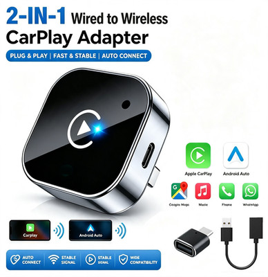 2-in-1 Wired to Wireless CarPlay & Android Auto Adapter for Honda Fit 2018 2021