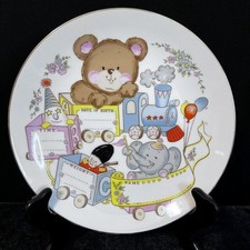 Vintage 1990s Porcelain Baby Birthday Plate, Made In Japan, 8.5  