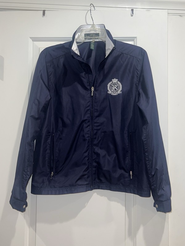 Lauren- Ralph Lauren Active Crest Windbreaker Jacket Golf Navy Medium Emblem