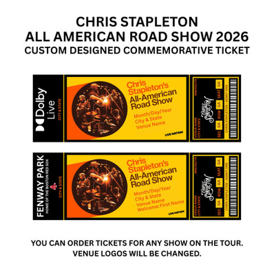 Chris Stapleton All American Road Show 2026 Custom Design Commemorative Ticket