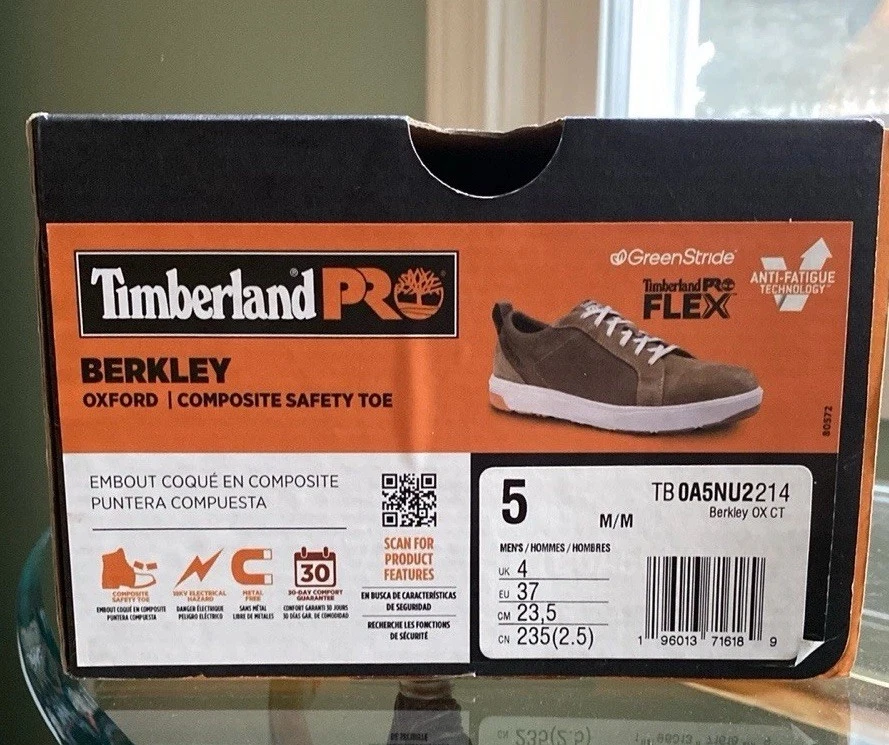 Sneakers uomo Timberland PRO Berkley Oxford Comp punta di sicurezza nuove con scatola taglia 5