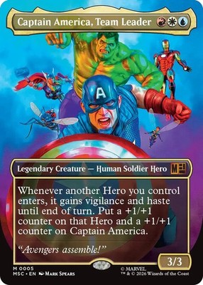 x1 Captain America, Team Leader - Foil - Borderless M MTG Commander: Marvel Supe