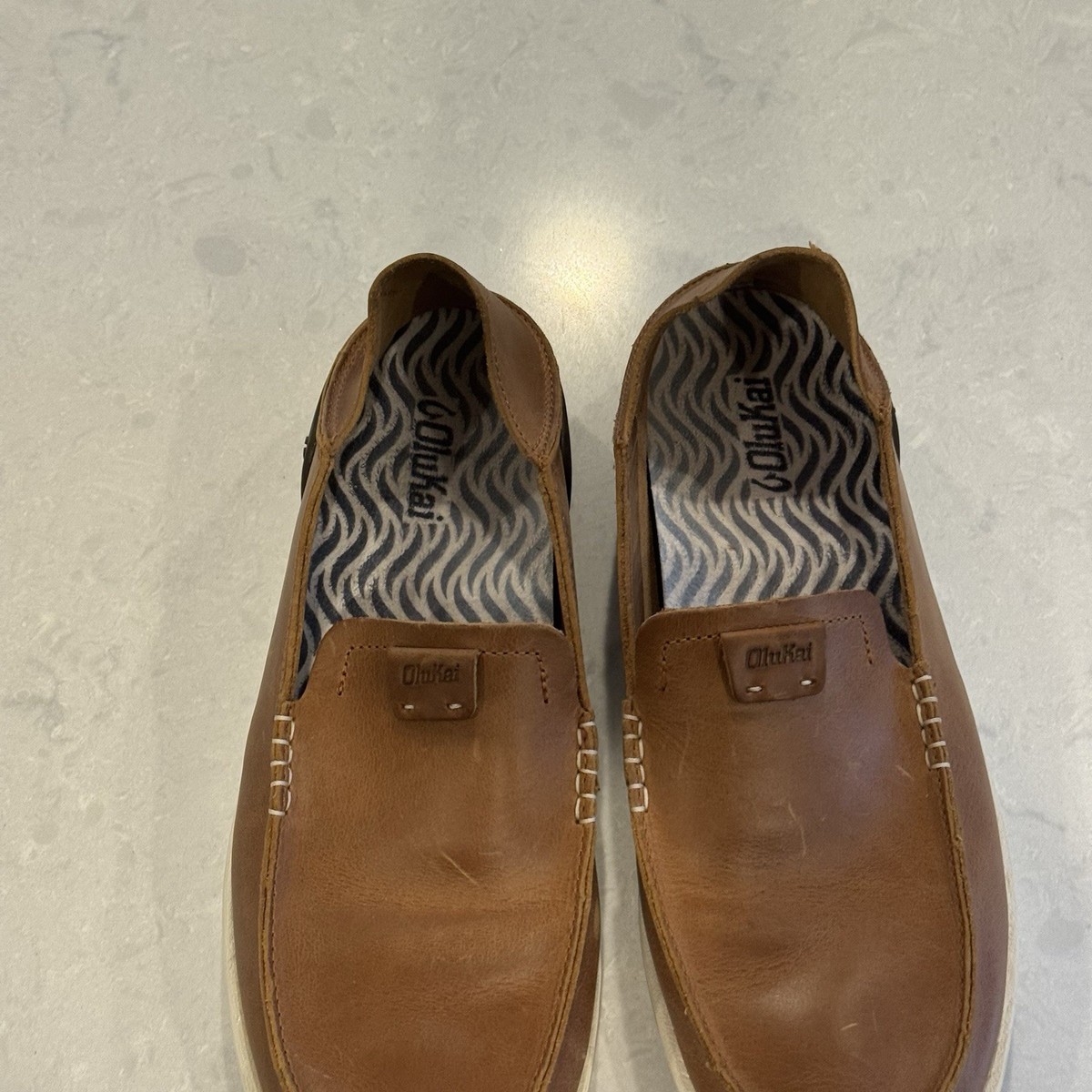 OluKai Kakaha Men’s Leather Slip-On Shoes Brown Loafers US 10 Nalukai Kākaha Nia Men main image 3