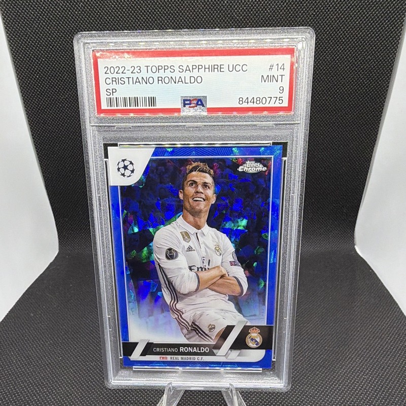 Topps Chrome Sapphire UEFA UCC 2022-23 Cristiano Ronaldo SP PSA 9 #14 Rare🔥