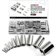 Chanzon 300pcs Wire Ferrules Kit for 16 18 14 12 10 8 6 1/0 2/0 AWG Gauge Cable