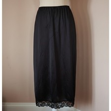 Vintage Black Nylon Half Slip by MMI Women's Medium  1980s USA Made