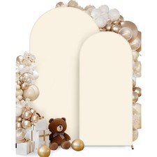 Hemmotop Beige Arch Cover Set 7.2ft 6ft, Spandex Wedding Backdrop 2-Pack