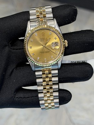 Rolex Datejust Champagne Diamond Dial on Jubilee 16233 Complete 1992