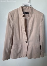 Zara Womens Light Pink Long Sleeve Notch Collar Pockets One-Button Blazer Size 4