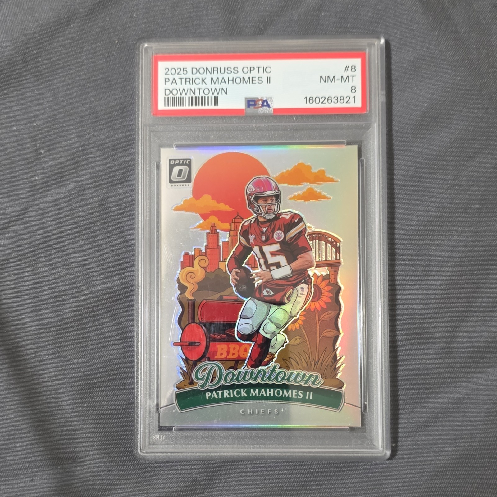 Panini 2025 Donruss Optic Downtown Patrick Mahomes II #8 PSA 8 Chiefs