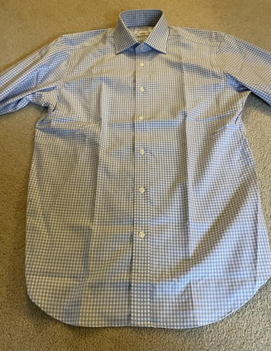 TM Lewin Blue Checked Shirt 15.5" Collar, Slim Fit Non Iron - Picture 7 of 7