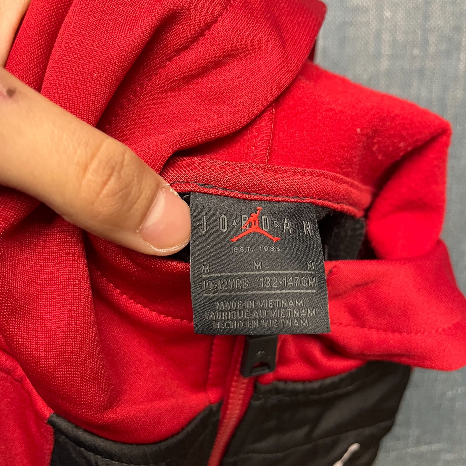 Jordan Boys Hoodie Size M10-12Y Black Red Jumpman Hybrid Full Zip Pockets Jacket thumbnail 11