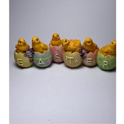 Easter Figurine Multi-Color Resin Chick Egg Decor Cotagecore Spring