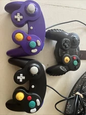 Nintendo GameCube Controllers Indigo Black  (Lot Of 3 Controllers) Read