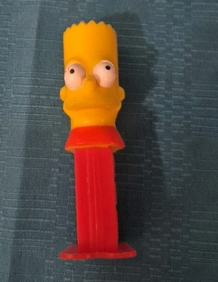 #ad Vintage Mini Pez Dispenser Simpsons Bart Simpson China Red Stem $7.33