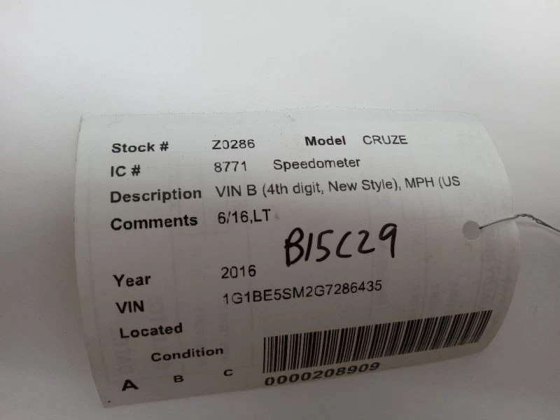 Cuadro de instrumentos velocímetro MPH para Chevy Cruze 39082370 2016 Foto 4 de 4