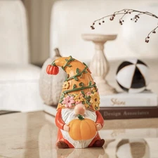 Fall Decor Gnome Figurine Decorations with Pumpkins, Orange Gnome for Autumn ...