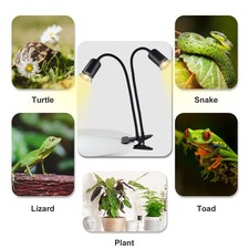 Reptile Heat Lamp Adjustable With Dual-Head Design For Tanks
