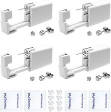 4  Ear Piercing Disposable Kit Silver Stud Earring Gun DIY Home Self Ear Sets US