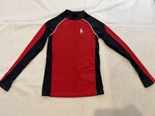 Polo Ralph Lauren Boys Rad/Navy Long Sleeve Rash Guard Swim Shirt M 10-12 