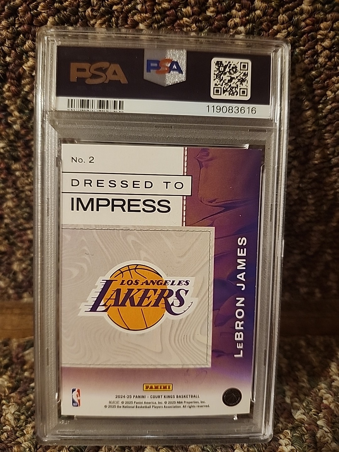 2024 LEBRON JAMES COURT KINGS DRESSED TO IMPRESS PSA 8 Non Auto Lakers GOAT MVP view 2