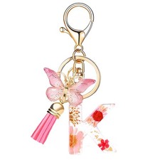 Choleeki Cute Initial Letter Keychains for Women Girls withTassel Butterfly P...