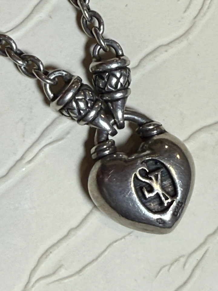 Scott Kay SK Sterling Silver Necklace Pendant Heart Toggle Double Link - Image 4 of 4