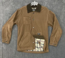 Dri-Duck DDX Fleece Jacket Mens Medium Plaid Lining Flex Barn Coat Brown Button