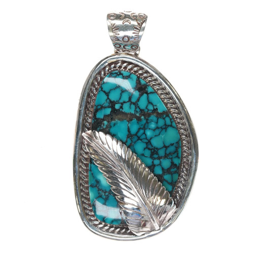 TQ+ Sterling Ręcznie robiony pajęczyna turkusowy wisiorek