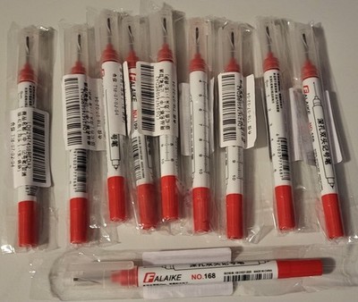 Falaike Quick Dry Red Felt Tip Market Pens Lot Of 10 Double Sided 2 Size Tips