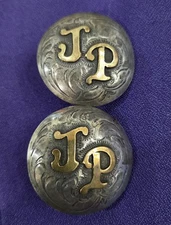 Sterling Silver "JP" Headstall Bridle Loops Rosettes Conchos