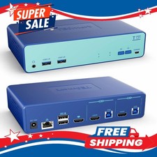 2 Port HDMI KVM Switch 2 PC 1 Monitor 4K 60Hz USB 3.0 EDID RJ45 Audio Mic