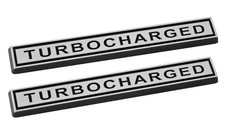 Mustang Turbocharged Chrome Black Bar 4 Bar Emblems Badges - Pair Mustang Turbocharged Chrome Black Bar 4 Bar Emblems Badges - Pair
